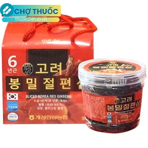 Hồng sâm lát tẩm mật ong Sliced Korea Red Ginseng (Hộp 1 hũ 200gram)