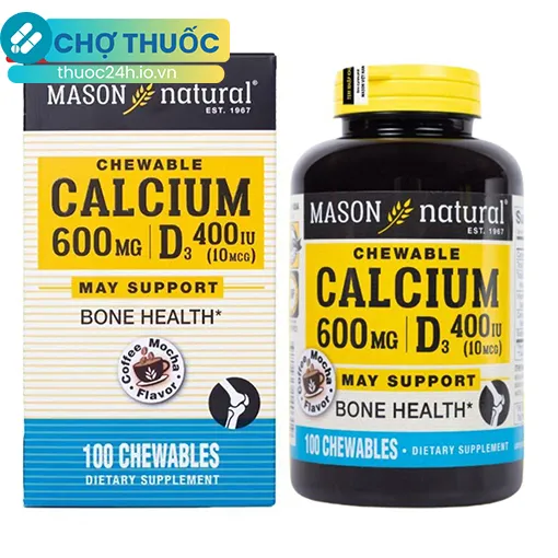 Mason Natural Chewable Calcium 600Mg + D3