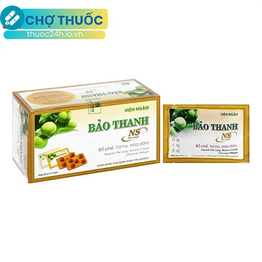 Viên ngậm Bảo Thanh không đường (Hộp 20 vỉ x 5 viên)