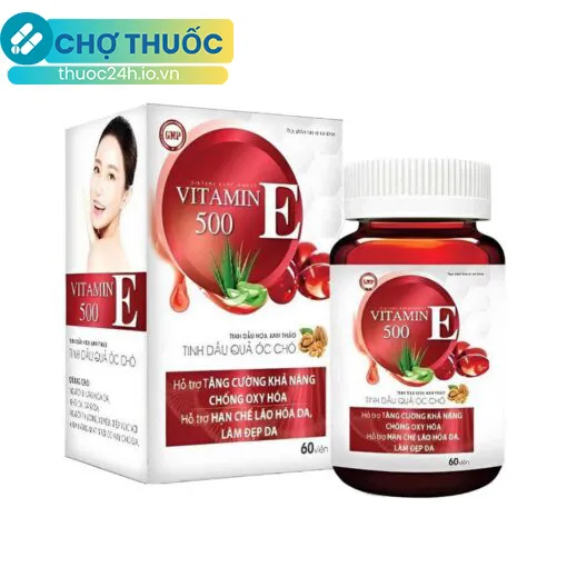 Vitamin E Đỏ 500 Óc Chó (Hộp 60v)